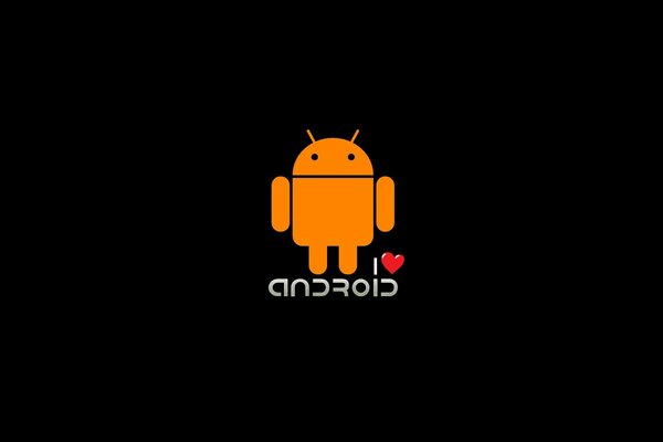 黑色背景上的橙色android标志