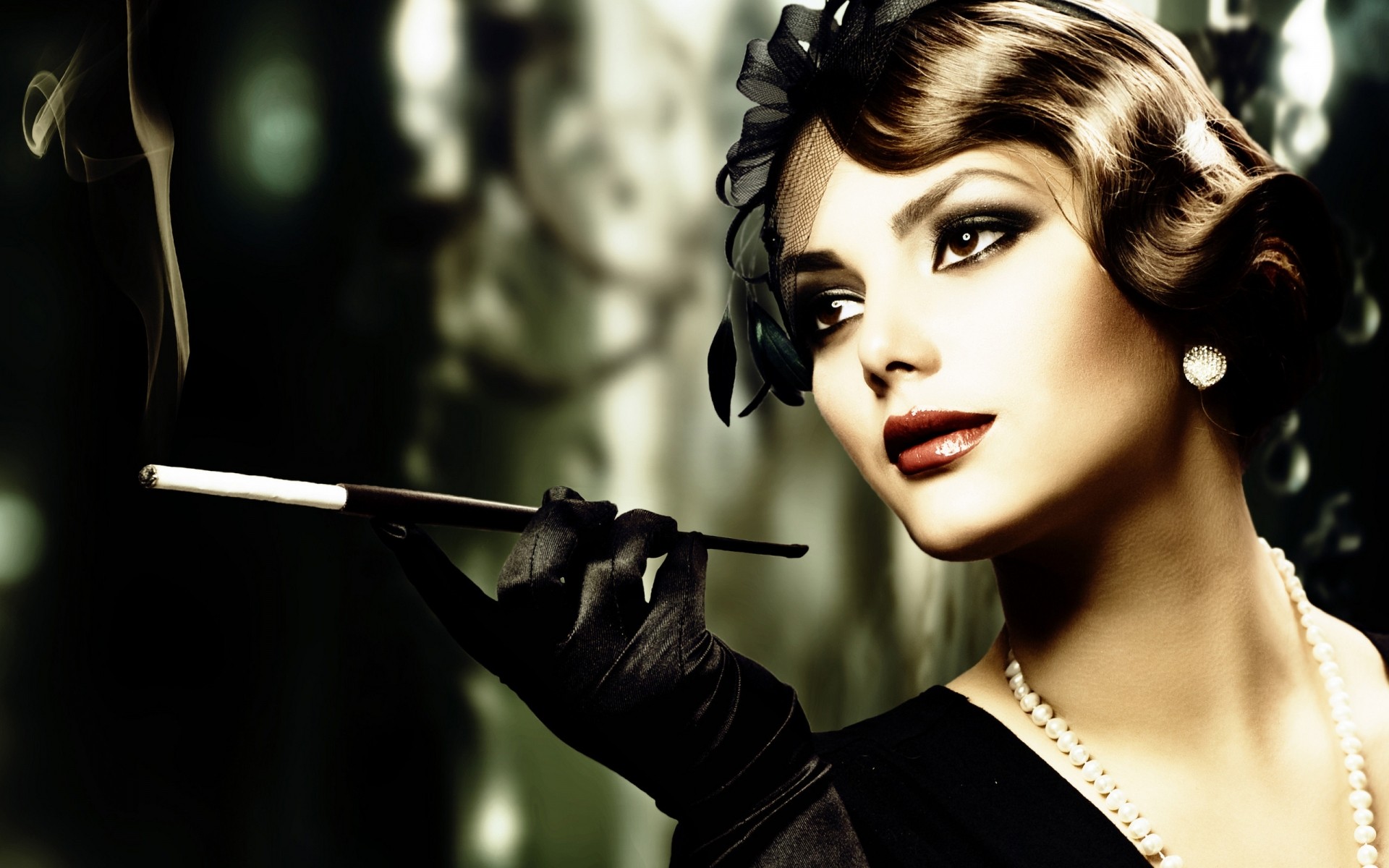 女人 肖像 时尚 女孩 模型 一个 成人 魅力 复古 烟雾 照片 复古壁纸