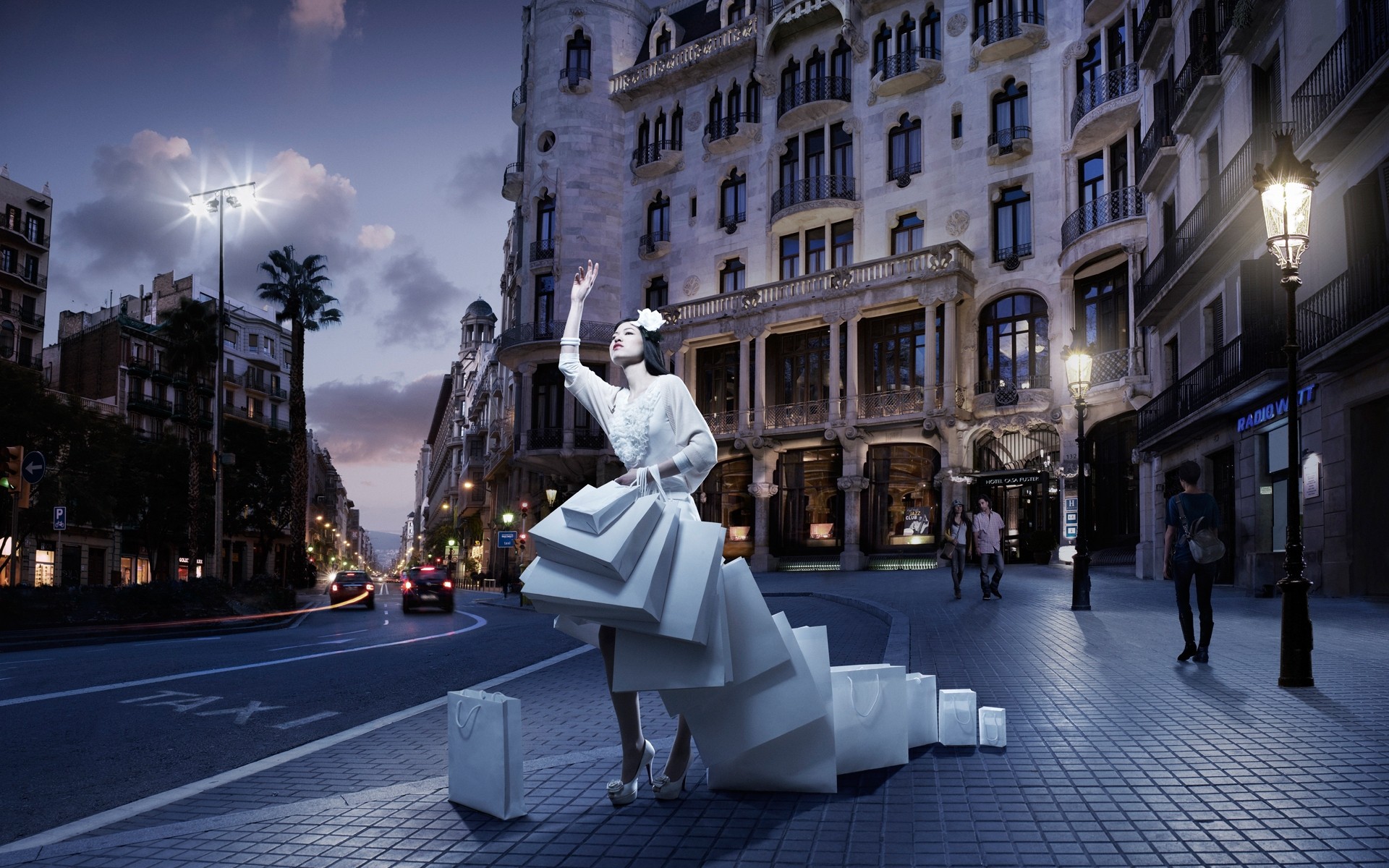 街道 城市 道路 旅游 建筑 房子 城市 商业 商店 女孩