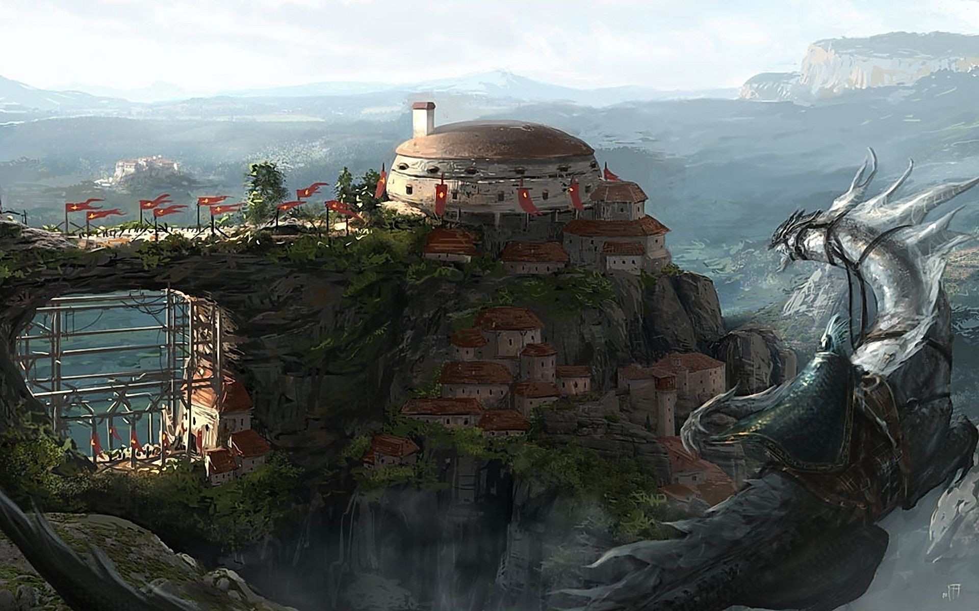 龙 风景 旅游 建筑 水 房子