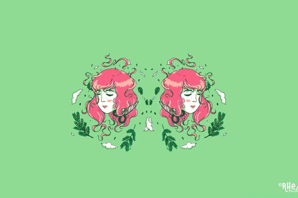 两个双胞胎女孩的插图