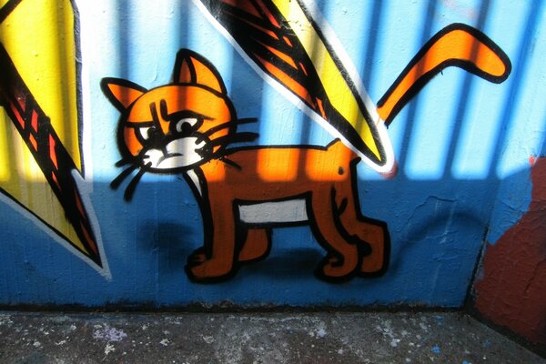 车库上画的猫