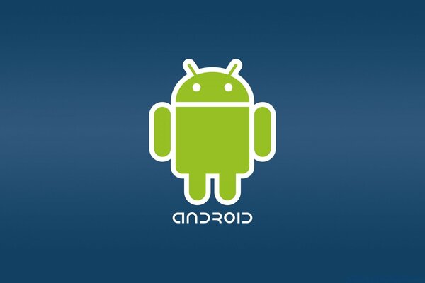 Android机器人在蓝色背景上是绿色的