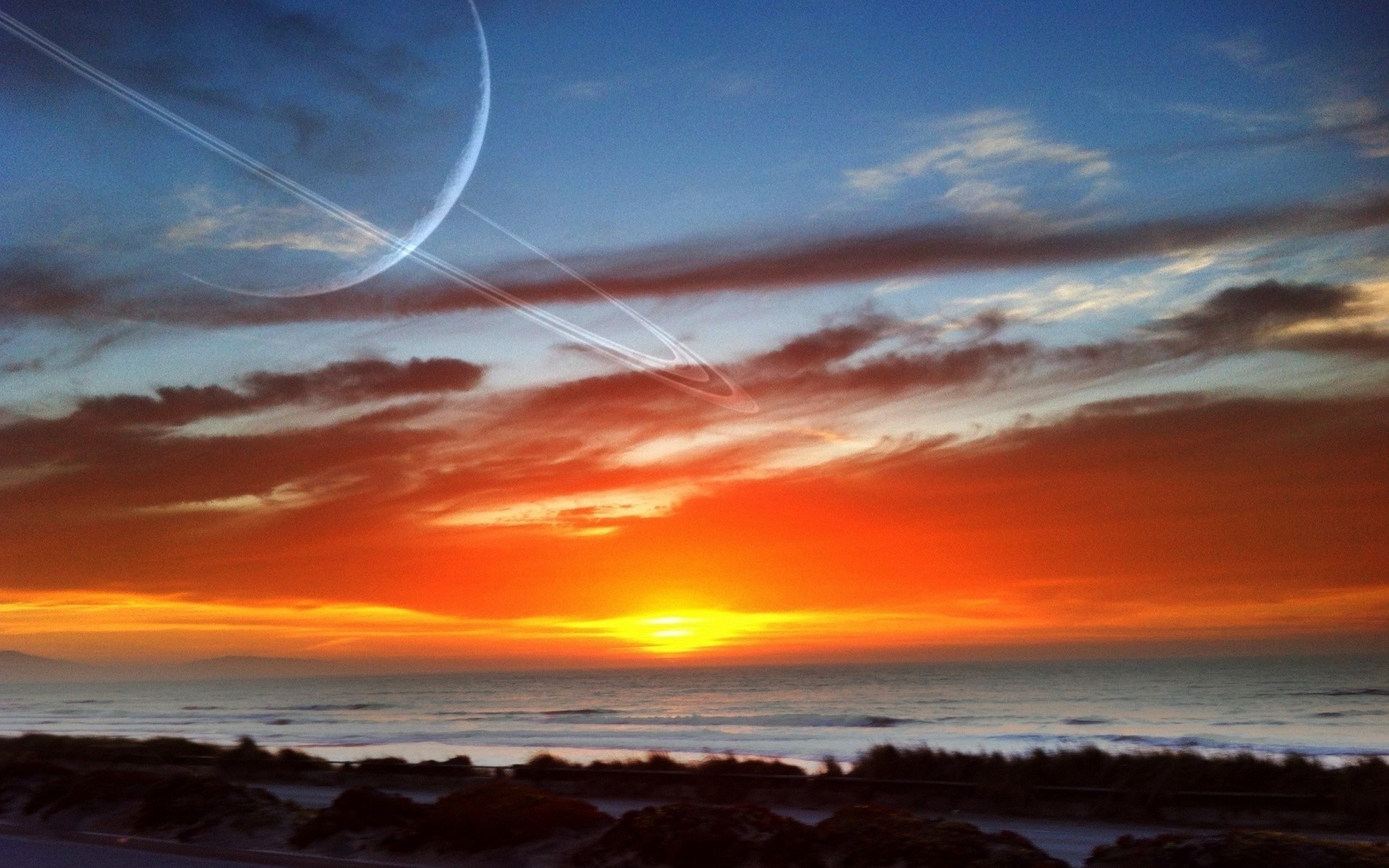 日落和黎明 日落 黎明 傍晚 太阳 水 黄昏 天空 景观 海洋 海洋 海滩 好天气 光线