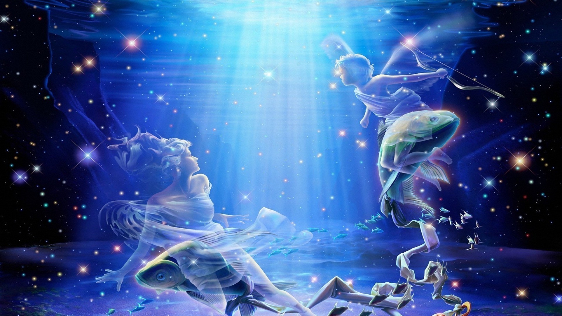 插图 科学 水族馆 抽象 图形 游泳 水下 桌面 运动 艺术 水 幻想 设计 幻想 月亮 光 魔法 未来主义 深