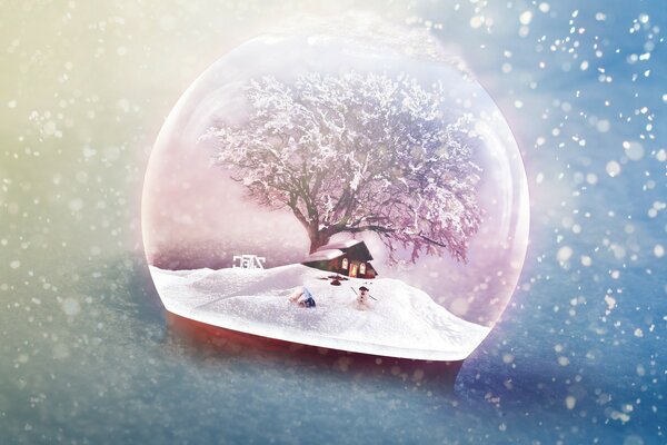 带有魔法雪花的纪念品气球